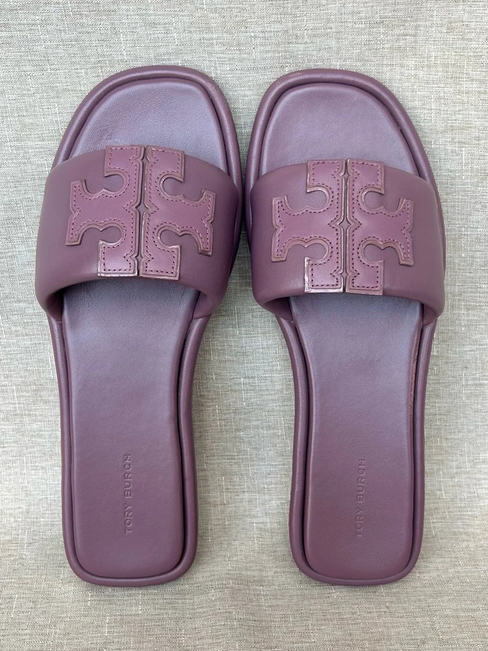 Tory Burch Double T Sport Slide Leather Sandals Cipria Mauve 8.5